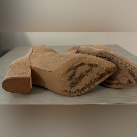 Steve Madden Sz 8 Women's Leather Suede Tan Ankle Boots Pointed Toe Booties - Picture 7 of 10